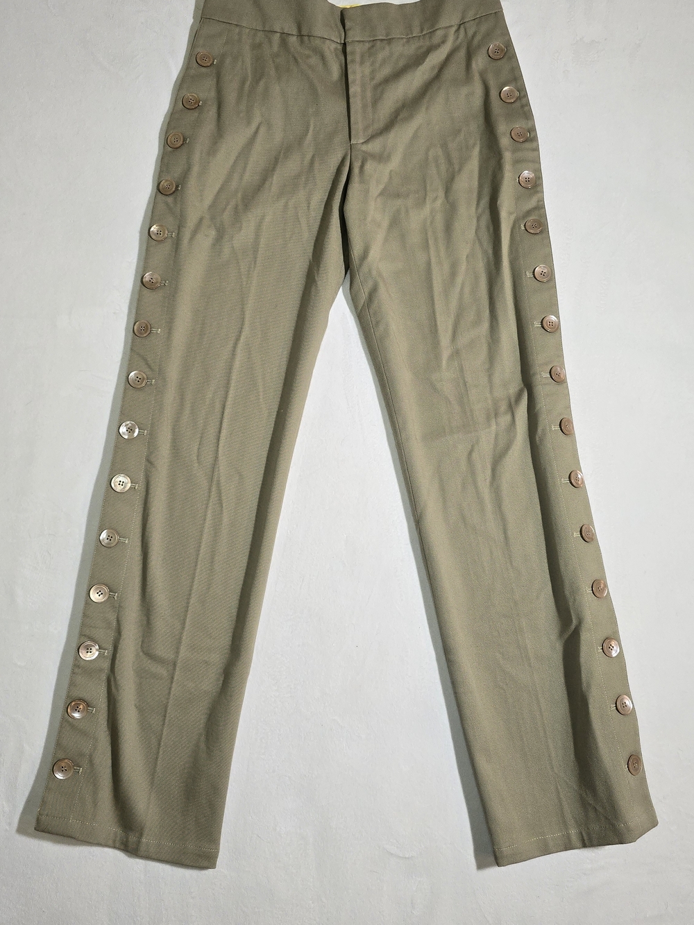 Catherine Malandrino Side Button Sailor Trousers Khaki Tan Pants Size 6 X 31"
